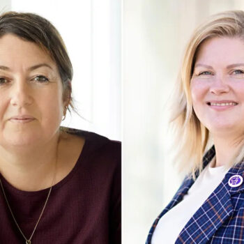 Stine Hasling Mogensen, formand for Pharmadanmark, (tv.) og Ann-Mari Grønbæk, formand for Farmakonomforeningen